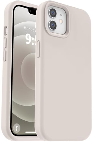 Vooii Kompatibel mit iPhone 12 Hülle/iPhone 12 Pro Hülle, Flüssigsilikon-Upgrade [weiches, kratzfestes Mikrofaserfutter] [stoßfester Fallschutz] Handyhülle 15,5 cm (6,1 Zoll), Steingrau von Vooii