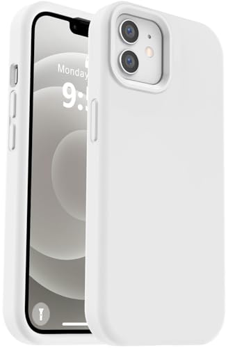 Vooii Kompatibel mit iPhone 12 Hülle/iPhone 12 Pro Hülle, Flüssigsilikon-Upgrade [weiches, kratzfestes Mikrofaserfutter] [stoßfester Fallschutz] Handyhülle 15,5 cm (6,1 Zoll), Weiß von Vooii