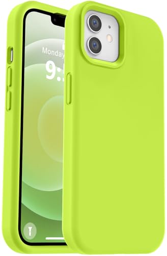 Vooii Kompatibel mit iPhone 12 Hülle/iPhone 12 Pro Hülle, Flüssigsilikon-Upgrade [weiches, kratzfestes Mikrofaserfutter] [stoßfester Fallschutz] Handyhülle 15,5 cm (6,1 Zoll), fluoreszierendes Grün von Vooii