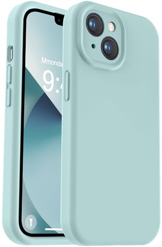 Vooii Kompatibel mit iPhone 13 Hülle, Flüssigsilikon-Upgrade [Kameraschutz] [weiches, kratzfestes Mikrofaserfutter] Stoßfeste Handyhülle für iPhone 13 15,5 cm (6,1 Zoll), Minzgrün von Vooii