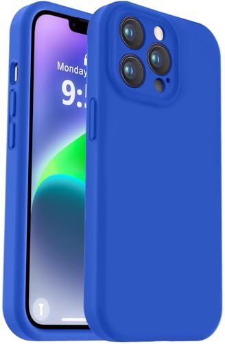 Vooii Kompatibel mit iPhone 13 Pro Hülle, Flüssigsilikon-Upgrade [Kameraschutz] [weiches, kratzfestes Mikrofaserfutter] Stoßfeste Handyhülle für iPhone 13 Pro 15,5 cm (6,1 Zoll), Klein Blau von Vooii