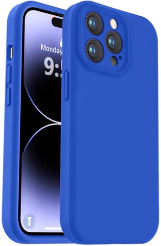 Vooii Kompatibel mit iPhone 14 Pro Hülle, Flüssigsilikon-Upgrade [Kameraschutz] [weiches, kratzfestes Mikrofaserfutter] Stoßfeste Handyhülle für iPhone 14 Pro 15,5 cm (6,1 Zoll), Klein Blau von Vooii