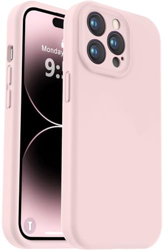 Vooii Kompatibel mit iPhone 14 Pro Hülle, Flüssigsilikon-Upgrade [Kameraschutz] [weiches, kratzfestes Mikrofaserfutter] Stoßfeste Handyhülle für iPhone 14 Pro 15,5 cm (6,1 Zoll), Kreiderosa von Vooii