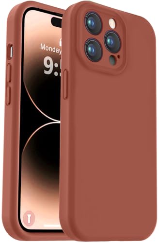 Vooii Kompatibel mit iPhone 14 Pro Hülle, Flüssigsilikon-Upgrade [Kameraschutz] [weiches kratzfestes Mikrofaserfutter] Stoßfeste Handyhülle für iPhone 14 Pro 15,5 cm (6,1 Zoll), Karamell von Vooii