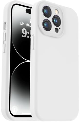 Vooii Kompatibel mit iPhone 14 Pro Hülle, Flüssigsilikon-Upgrade [Kameraschutz] [weiches kratzfestes Mikrofaserfutter] Stoßfeste Handyhülle für iPhone 14 Pro 15,5 cm (6,1 Zoll) – Weiß von Vooii
