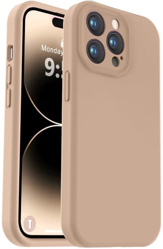 Vooii Kompatibel mit iPhone 14 Pro Max, Flüssigsilikon-Upgrade [Kameraschutz] [weiches, kratzfestes Mikrofaserfutter], stoßfeste Handyhülle für iPhone 14 Pro Max 6,7 Zoll (17 cm), Hellbraun von Vooii