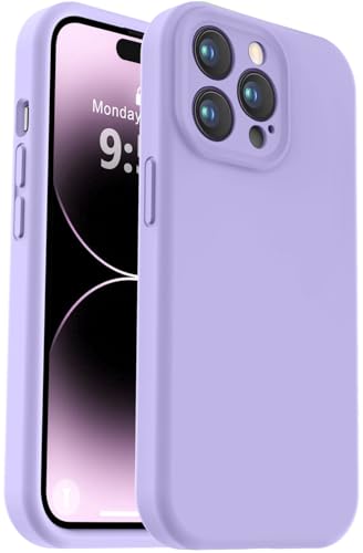 Vooii Kompatibel mit iPhone 14 Pro Max, Flüssigsilikon-Upgrade [Kameraschutz] [weiches, kratzfestes Mikrofaserfutter], stoßfeste Handyhülle für iPhone 14 Pro Max 6,7 Zoll (17 cm), Hellviolett von Vooii