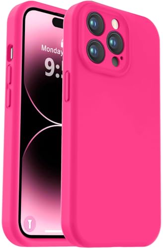 Vooii Kompatibel mit iPhone 14 Pro Max, Flüssigsilikon-Upgrade [Kameraschutz] [weiches, kratzfestes Mikrofaserfutter], stoßfeste Handyhülle für iPhone 14 Pro Max 6,7 Zoll (17 cm), Hot Pink von Vooii