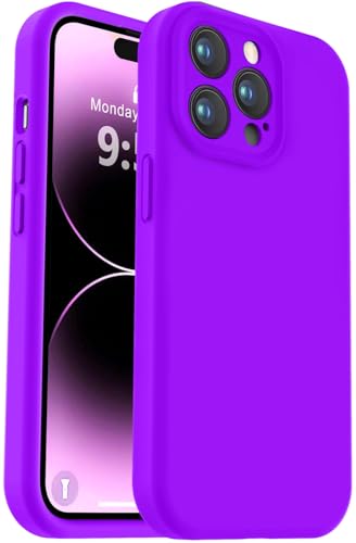 Vooii Kompatibel mit iPhone 14 Pro Max, Flüssigsilikon-Upgrade [Kameraschutz] [weiches, kratzfestes Mikrofaserfutter], stoßfeste Handyhülle für iPhone 14 Pro Max 6,7 Zoll (17 cm), Neonviolett von Vooii