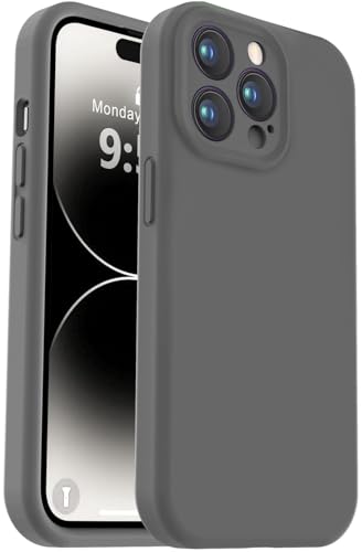 Vooii Kompatibel mit iPhone 14 Pro Max, Flüssigsilikon-Upgrade [Kameraschutz] [weiches, kratzfestes Mikrofaserfutter], stoßfeste Handyhülle für iPhone 14 Pro Max 6,7 Zoll – Dunkelgrau von Vooii