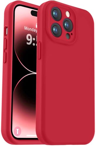 Vooii Kompatibel mit iPhone 14 Pro Max, Flüssigsilikon-Upgrade [Kameraschutz] [weiches, kratzfestes Mikrofaserfutter] Stoßfeste Handyhülle für iPhone 14 Pro Max 6,7 Zoll (17 cm), Rot von Vooii