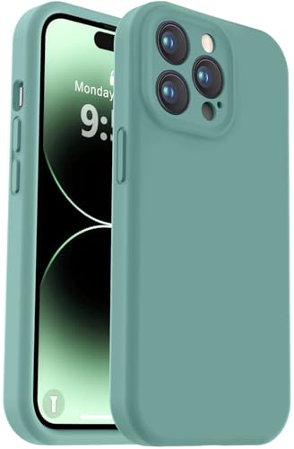 Vooii Kompatibel mit iPhone 14 Pro Max, Flüssigsilikon-Upgrade [Kameraschutz] [weiches, kratzfestes Mikrofaserfutter] Stoßfeste Handyhülle für iPhone 14 Pro Max 6,7 Zoll – Kieferngrün von Vooii