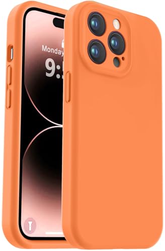Vooii Kompatibel mit iPhone 14 Pro Max Hülle, Flüssigsilikon-Upgrade [Kameraschutz] [weiches, kratzfestes Mikrofaserfutter] Stoßfeste Handyhülle für iPhone 14 Pro Max 6,7 Zoll – Hellorange von Vooii