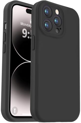 Vooii Kompatibel mit iPhone 14 Pro Max Hülle, Flüssigsilikon-Upgrade [Kameraschutz] [weiches, kratzfestes Mikrofaserfutter] Stoßfeste Handyhülle für iPhone 14 Pro Max 6,7 Zoll – Schwarz von Vooii