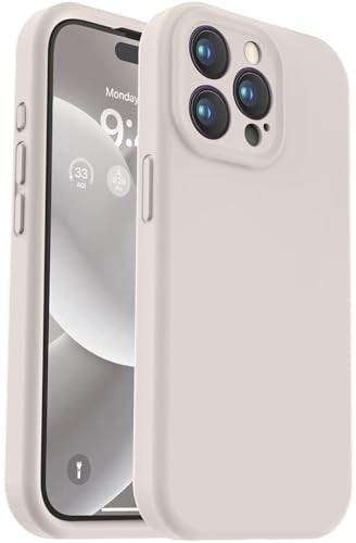 Vooii Kompatibel mit iPhone 15 Pro Hülle, Upgrade Defender Liquid Silikon, [Verbesserter Kameraschutz] [Weiches kratzfestes Mikrofaserfutter] Stoßfeste Handyhülle iPhone 15 Pro 6,1 Zoll – Stein von Vooii