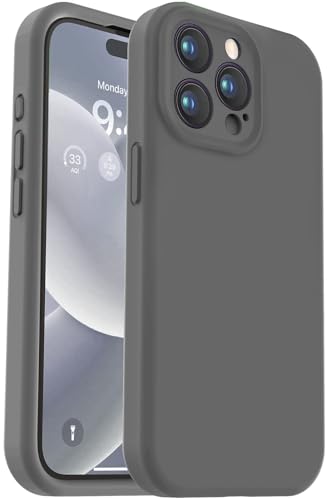 Vooii Kompatibel mit iPhone 15 Pro Max Hülle, Upgrade Defender Liquid Silikon, [vollständig bedeckte Kamera] [Weiches Mikrofaserfutter] Stoßfeste Handyhülle für iPhone 15 Pro Max 6,7 Zoll – Dunkelgrau von Vooii
