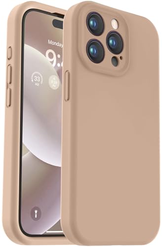 Vooii Kompatibel mit iPhone 15 Pro Max Hülle, verbessertes Premium-Silikon, Kameraschutz, weiches kratzfestes Mikrofaserfutter, stoßfeste Handyhülle für iPhone 15 Pro Max 6,7 Zoll – Hellbraun von Vooii