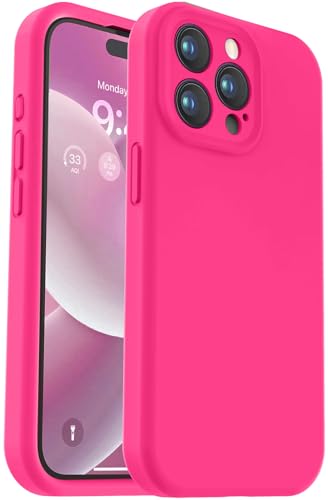 Vooii Kompatibel mit iPhone 15 Pro Max Hülle, verbessertes Premium-Silikon, [Kameraschutz] [weiches kratzfestes Mikrofaserfutter] stoßfeste Handyhülle für iPhone 15 Pro Max 6,7 Zoll – Hot Pink von Vooii