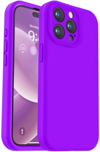 Vooii Kompatibel mit iPhone 15 Pro Max Hülle, verbessertes Premium-Silikon, [Kameraschutz] [weiches kratzfestes Mikrofaserfutter] stoßfeste Handyhülle für iPhone 15 Pro Max 6,7 Zoll – Neonviolett von Vooii