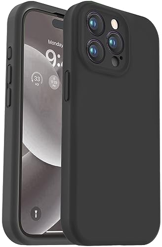 Vooii Kompatibel mit iPhone 15 Pro Max Hülle, verbessertes Premium-Silikon, [Kameraschutz] [weiches kratzfestes Mikrofaserfutter] stoßfeste Handyhülle für iPhone 15 Pro Max 6,7 Zoll – Schwarz von Vooii
