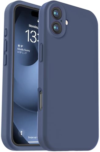 Vooii Kompatibel mit iPhone 16 Hülle, Flüssigsilikon-Upgrade [Kameraschutz] [weiches, kratzfestes Mikrofaserfutter] Stoßfeste Handyhülle für iPhone 16 15,5 cm (6,1 Zoll), Marineblau von Vooii