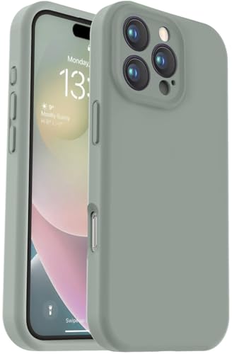 Vooii Kompatibel mit iPhone 16 Pro Hülle, Flüssigsilikon-Upgrade [Kameraschutz] [weiches, kratzfestes Mikrofaserfutter] Stoßfeste Handyhülle für iPhone 16 Pro 6,3 Zoll (16 cm), Calke Green von Vooii
