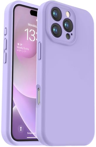 Vooii Kompatibel mit iPhone 16 Pro Hülle, Flüssigsilikon-Upgrade [Kameraschutz] [weiches kratzfestes Mikrofaserfutter] Stoßfeste Handyhülle für iPhone 16 Pro 6,3 Zoll (16 cm), Hellviolett von Vooii