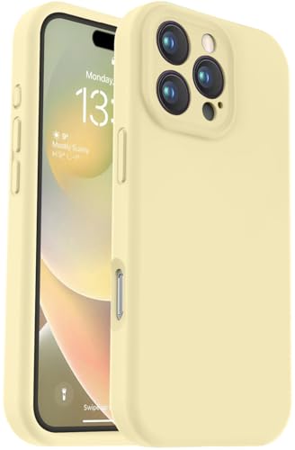 Vooii Kompatibel mit iPhone 16 Pro Hülle, Flüssigsilikon-Upgrade [Kameraschutz] [weiches kratzfestes Mikrofaserfutter] Stoßfeste Handyhülle für iPhone 16 Pro 6,3 Zoll – Cremegelb von Vooii