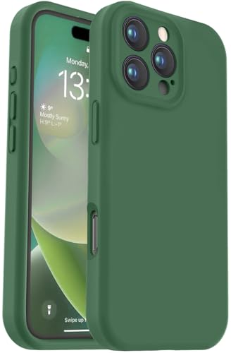 Vooii Kompatibel mit iPhone 16 Pro Hülle, Flüssigsilikon-Upgrade [Kameraschutz] [weiches kratzfestes Mikrofaserfutter] Stoßfeste Handyhülle für iPhone 16 Pro 6,3 Zoll – Grün von Vooii