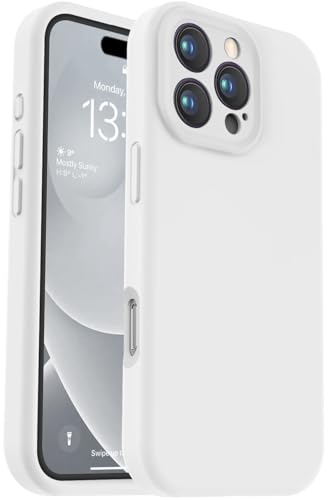 Vooii Kompatibel mit iPhone 16 Pro Hülle, Flüssigsilikon-Upgrade [Kameraschutz] [weiches kratzfestes Mikrofaserfutter] Stoßfeste Handyhülle für iPhone 16 Pro 6,3 Zoll – Weiß von Vooii