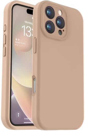 Vooii Kompatibel mit iPhone 16 Pro Max Hülle, Flüssigsilikon-Upgrade [Kameraschutz] [weiches, kratzfestes Mikrofaserfutter] Stoßfeste Handyhülle für iPhone 16 Pro Max 17,5 cm (6,9 Zoll), Hellbraun von Vooii