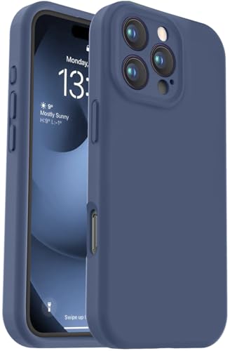 Vooii Kompatibel mit iPhone 16 Pro Max Hülle, Flüssigsilikon-Upgrade [Kameraschutz] [weiches, kratzfestes Mikrofaserfutter] Stoßfeste Handyhülle für iPhone 16 Pro Max 17,5 cm (6,9 Zoll), Marineblau von Vooii