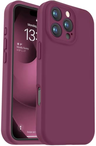 Vooii Kompatibel mit iPhone 16 Pro Max Hülle, Flüssigsilikon-Upgrade [Kameraschutz] [weiches, kratzfestes Mikrofaserfutter] Stoßfeste Handyhülle für iPhone 16 Pro Max 17,5 cm (6,9 Zoll), Weinrot von Vooii