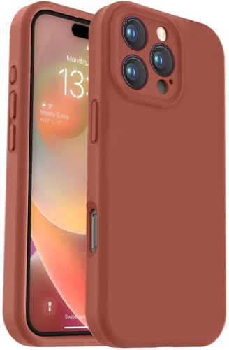 Vooii Kompatibel mit iPhone 16 Pro Max Hülle, Flüssigsilikon-Upgrade [Kameraschutz] [weiches, kratzfestes Mikrofaserfutter] Stoßfeste Handyhülle für iPhone 16 Pro Max 17,5 cm (6,9 Zoll) – Karamell von Vooii