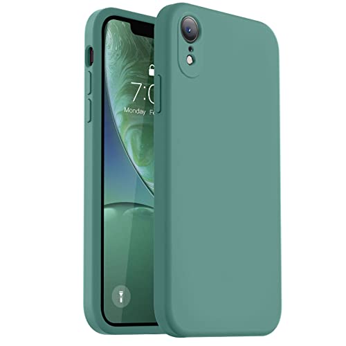 Vooii Kompatibel mit iPhone XR-Hülle, verbessertes Flüssigsilikon mit flachen Kanten, Kameraschutz, weiches kratzfestes Mikrofaserfutter, Handyhülle für iPhone 10 XR 15,5 cm (6,1 Zoll), Kieferngrün von Vooii