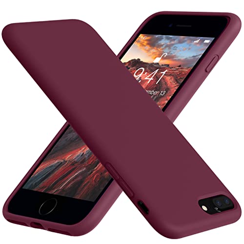 Vooii für iPhone 8 Plus Hülle, iPhone 7 Plus Hülle, Weiches Silikon Gel Rubber Bumper Case Mikrofaser Futter Hartschale Stoßfest Ganzkörper Schutzhülle Cover für iPhone 7 Plus /8 Plus - Weinrot von Vooii