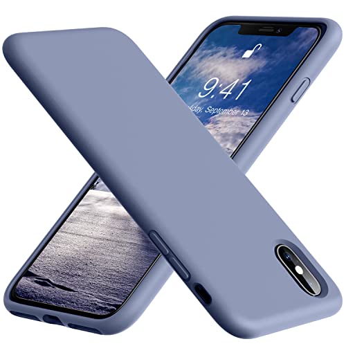 Vooii für iPhone XS Hülle, iPhone X Hülle, Weiches flüssiges Silikon Slim Rubber Ganzkörperschutz iPhone XS/X Case Cover (mit weichem Mikrofaserfutter) Design für iPhone X iPhone XS – Lavander-Grau von Vooii