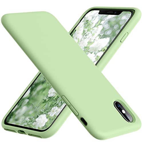 Vooii für iPhone XS Max Hülle, weiches flüssiges Silikon Slim Rubber Ganzkörper-Schutzhülle für iPhone XS Max (mit weichem Mikrofaser-Futter) Design für iPhone XS Max – Matcha von Vooii