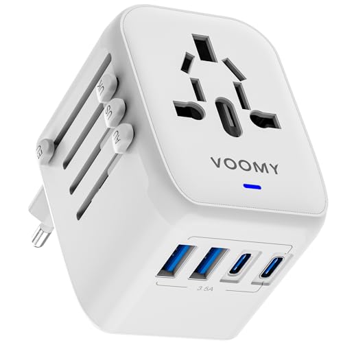 VOOMY Reiseadapter Weltweit, Universal Reisestecker für 170+ Länder, Reisestecker Adapter Weltweit Europa USA Mexiko Australien, Universal All in one Travel Plug Adapter mit 2 USB-C und 2 USB-A VOOMY Reiseadapter Weltweit, Universal Reisestecker für 170+ Länder, Reisestecker Adapter Weltweit Europa USA Mexiko Australien, Universal All in one Travel Plug Adapter mit 2 USB-C und 2 USB-A von Voomy