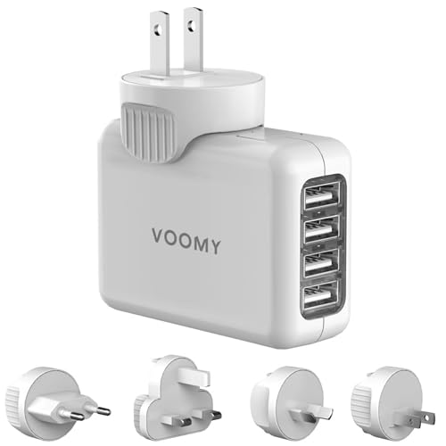 VOOMY Universal Reiseadapter mit 4 USB Ports - Weltweiter Reisestecker für 170+ Länder, Ideal für Reisen in USA, Europa, Australien, inklusive England, Thailand, Indien - Multi-Steckdosenadapter von Voomy