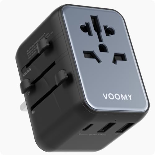 Voomy Reiseadapter Weltweit, Universal Reisestecker mit 1 USB-C, 2 USB-A, Steckdosenadapter Europa UK Mexiko Australien Japan Thailand, Reiseadapter USA, Reisestecker Adapter Weltweit, Travel Adapter von Voomy