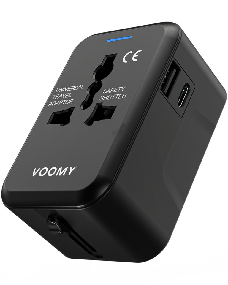 Voomy Travel Y10 Universal Reisestecker für Weltweit 190+ Länder - USB Reiseadapter A,B,C,E,F,G,I,J,N,L,N zu Reiseadapter weltweit mit US/EU/AU/UK-Steckern deckt über 170 Länder ab von Voomy