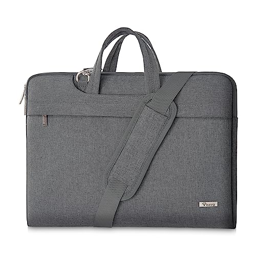 Voova Laptoptasche 17 17,3 17.3 Zoll Leicht Laptop Tasche Notebook Computertasche Kompatibel Macbook Dell Acer ASUS Hp Lenovo Wasserdicht Stoßfest Schultergurt Versteckbarer Griff Damen Herren Grau von Voova