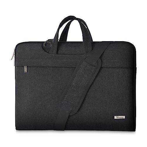 Voova Laptoptasche 17 17,3 17.3 Zoll Leicht Laptop Tasche Notebook Computertasche Kompatibel Macbook Dell Acer Hp Lenovo Wasserdicht Stoßfest Schultergurt Versteckbarer Griff Damen Herren Schwarz von Voova