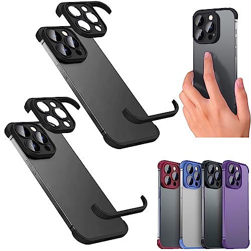 2Pcs Luxury Corner Edge Pad Lens Protector for iPhone 14/13/12 Pro Max, Case and Camera Lens Protector with Silicone Bumper, Frameless Slim/Ultra-Thin Lightweight Case (for iPhone 13Pro,Black 2PCS) von Vopetroy
