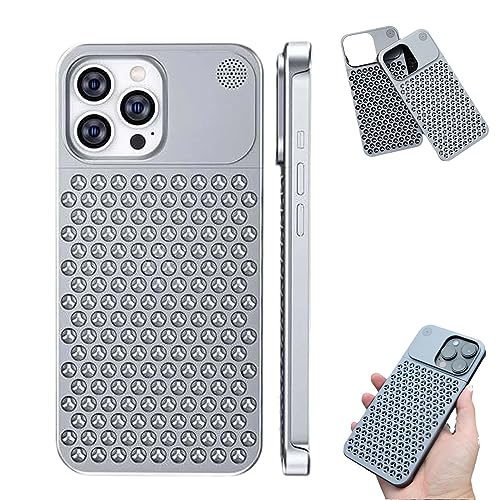 Aluminum Alloy Anti-Fall Heat Dissipation Bezel Slim Case for iPhone 14 13 12 Pro Max,Full Body Dustproof Waterproof Aluminum Alloy Metal Cover Case (for iPhone13Pro,Silver) von Vopetroy