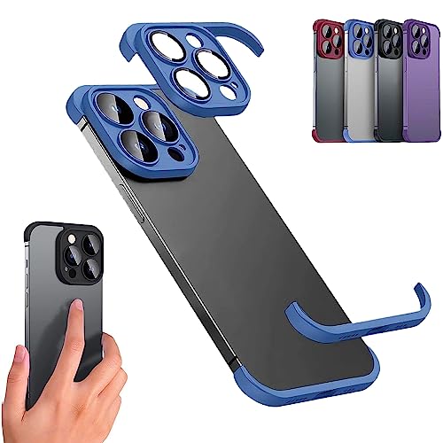 Vopetroy Luxury Corner Edge Pad Lens Protector for iPhone 14/13/12 Pro Max, Case and Camera Lens Protector with Silicone Bumper, Frameless Slim/Ultra-Thin Lightweight Case (for iPhone 12ProMax,Blue) von Vopetroy