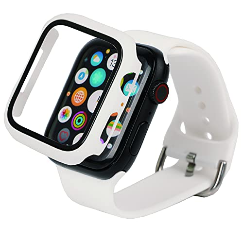 Vophoeen Armband mit Hülle, kompatibel mit Apple Watch, integrierter Displayschutzfolie aus gehärtetem Glas, 40 mm, weiches Silikon, Sportarmbänder, Ersatzarmband mit klassischem Verschluss für iWatch von Vophoeen