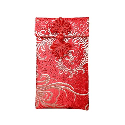 Voragrl 6 x rote chinesische Seidenumschläge, Glücksgeldtaschen für Neujahr, Frühlingsfest, Geburtstag und Hochzeit (Phönixschwanz) von Voragrl