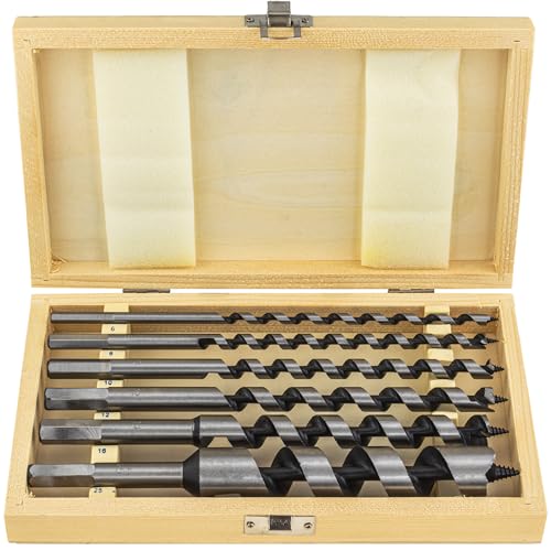 Holzbohrer Set 6-teilig, Spiralbohrer Schlangenbohrer 6-25 mm Ø, 230 mm Länge, Präzisions-Bohrer für Holz, Hartholz, Weichholz, Sperrholz, für präzise und saubere Bohrungen, langlebig und robust von Vorfal